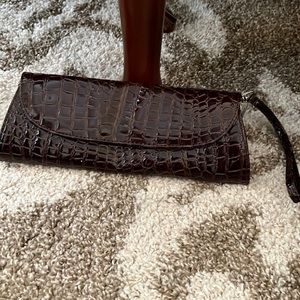 Brown Faux Alligator Clutch NWT